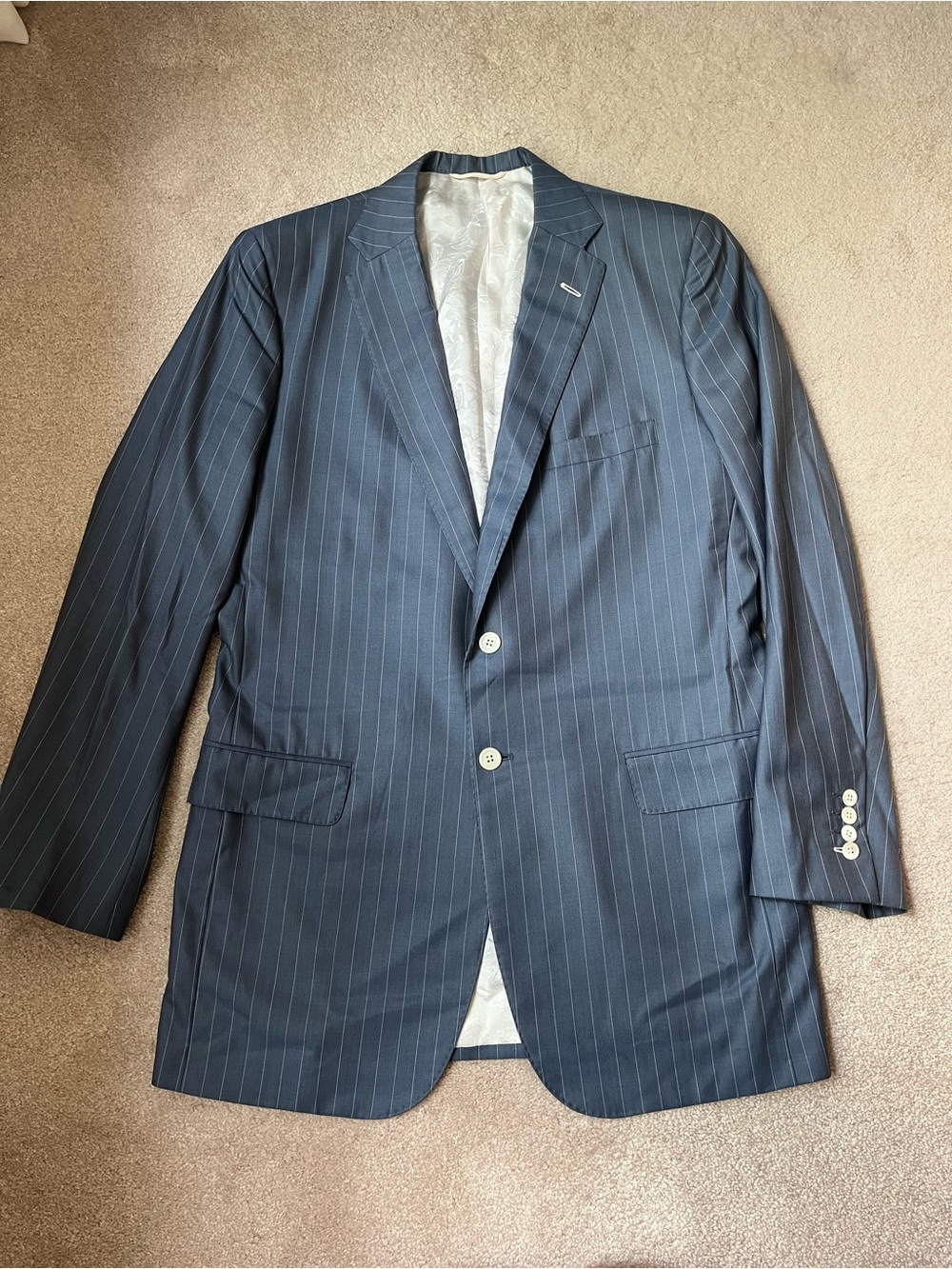 Holland & Sherry Savile Row London Blazer Jacket navy pinstripe 43